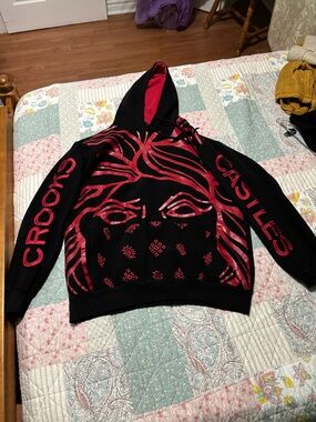 Crooks & Castles Black and Red Graphic Hoodie
